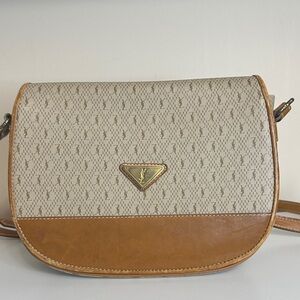 Yves Saint Laurent Cream and Tan Crossbody Bag